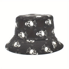 Skull Ghost Print Bucket Hat Halloween Cartoon Sunscreen Basin Hats