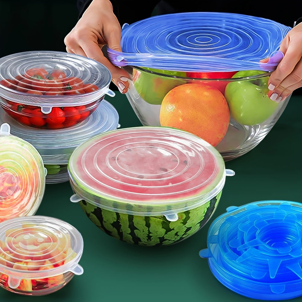 6pcs Silicone Stretch Lids Reusable Durable Food Storage Lids For Bowls