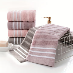 4pcs Striped Pattern Hand Towels Set Soft Skin-friendly Face Towel
