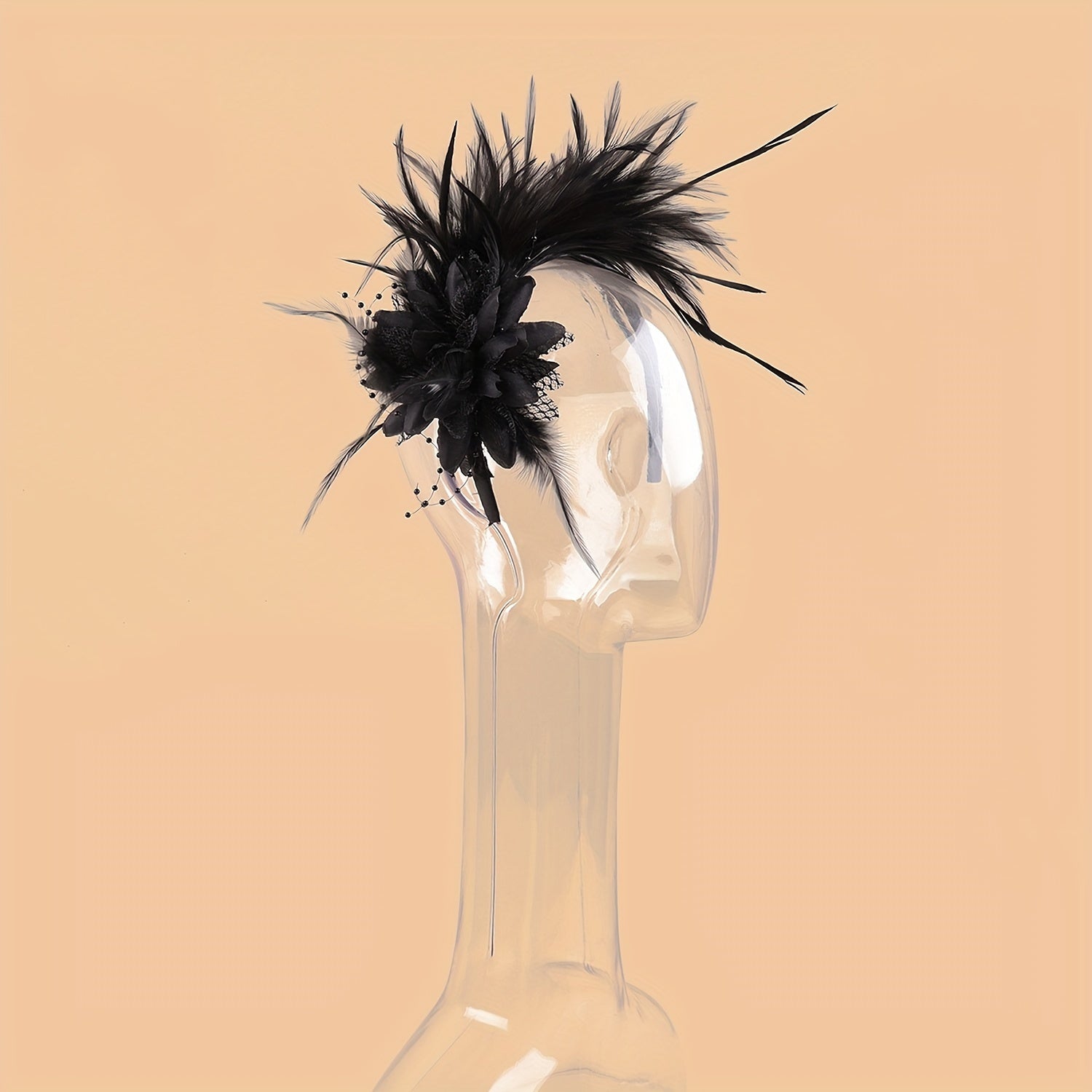 1920s Vintage Feather Headband with Beaded Accents Hair Accessory