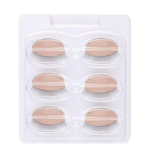 3 Pairs Mannequin Head Eyelash Extension Training Kit with Replacement Eyelids