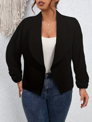  Solid Long Sleeve Open Front Blazer