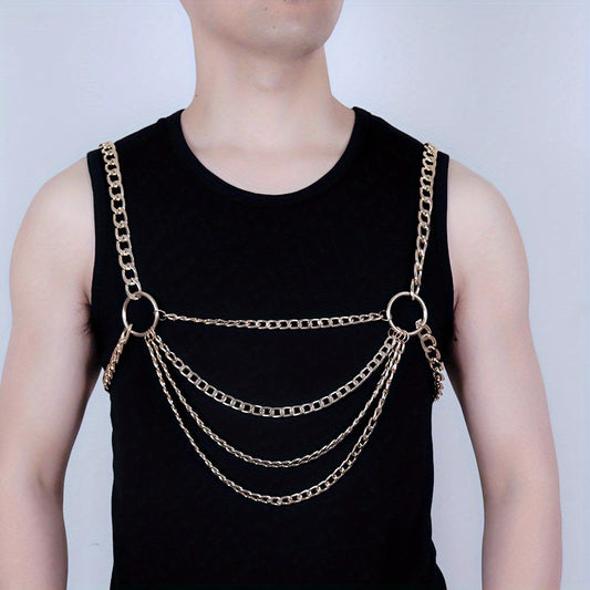 Men's Metal Harness Belt Hollow Chain Club Accessory