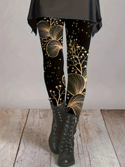 Boho Plus Size Leggings High Rise Allover Print Medium Stretch