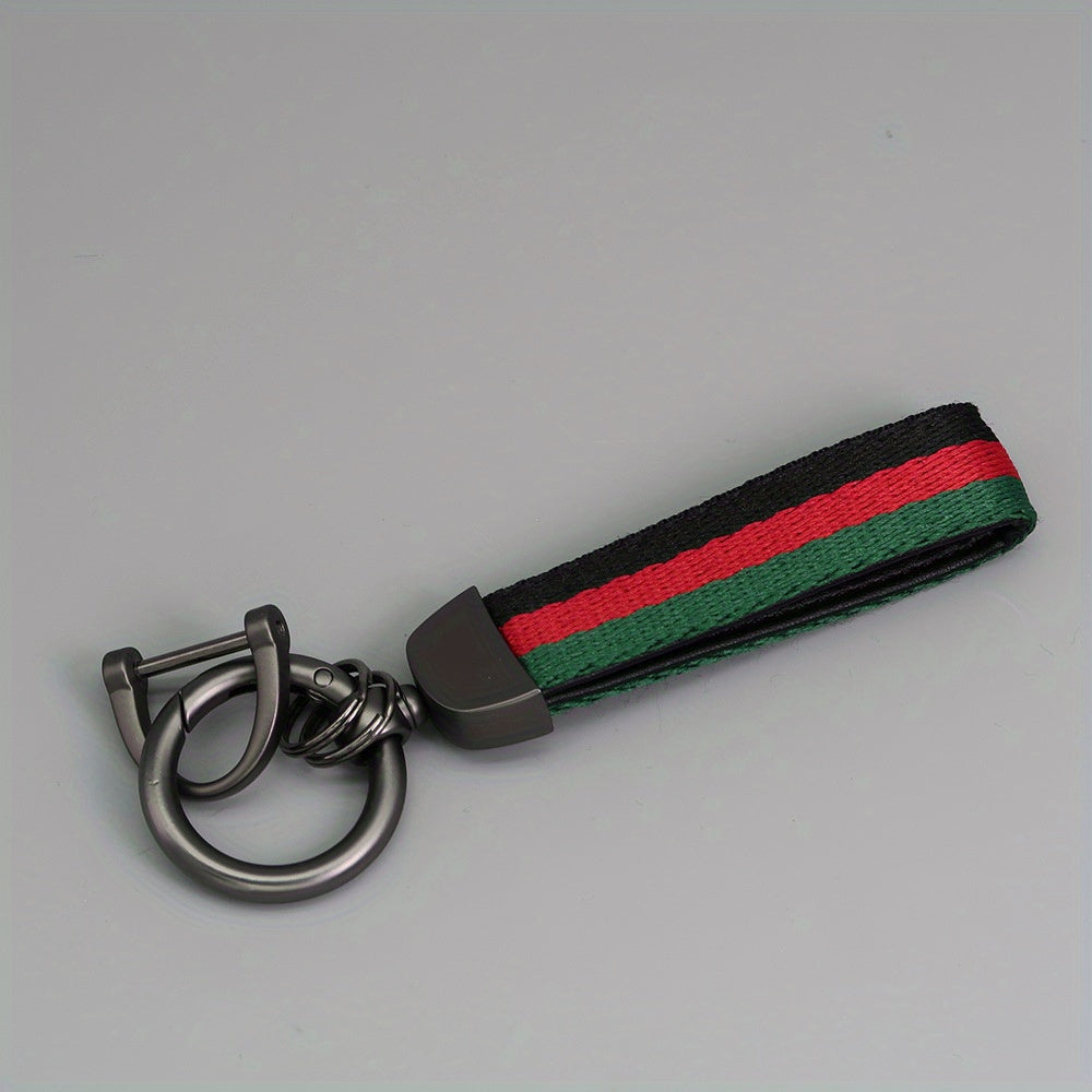 Men's Striped Nylon Ribbon Keychain Pendant