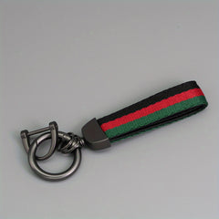 Men's Striped Nylon Ribbon Keychain Pendant