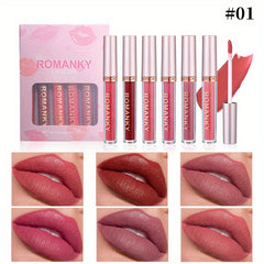 6-color Matte Velvet Lipstick Set Long Lasting Liquid Tint for Women