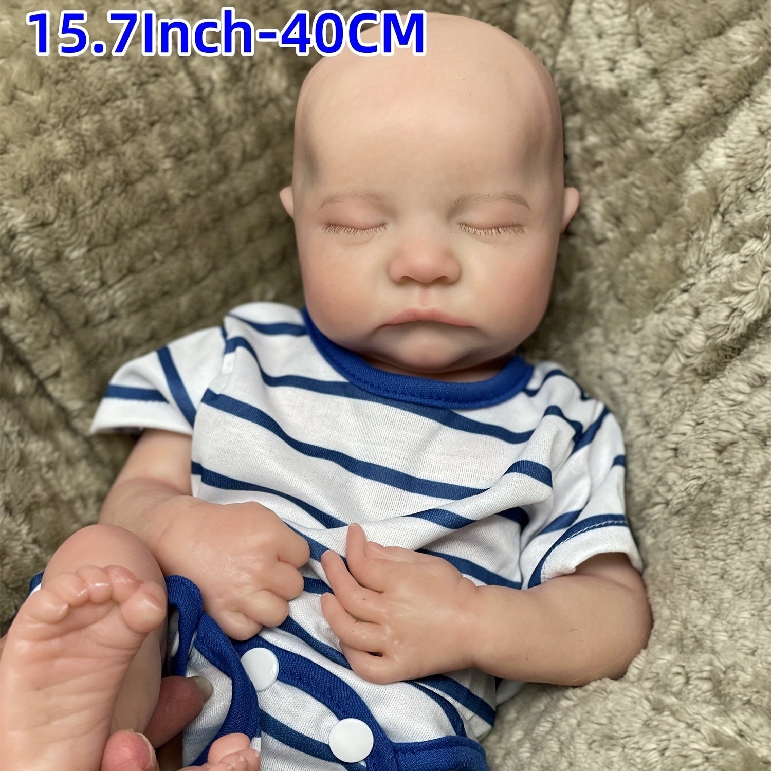 Silicone Reborn Boy Doll with Light Beige Details & Closed Eyes