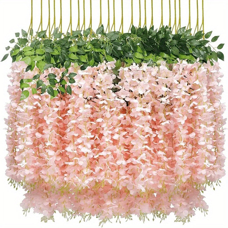 12 Packs Artificial Wisteria Hanging Flower - Home Decor - Wall Decor