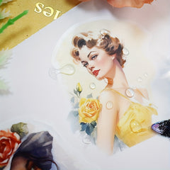 Die Cut Retro Flower & Grass Character Sticker Book - 20 Sheets