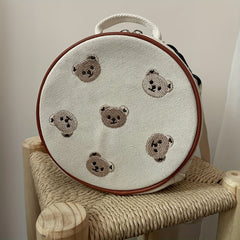 Kids Embroidery Bear School Bag Travel Backpack