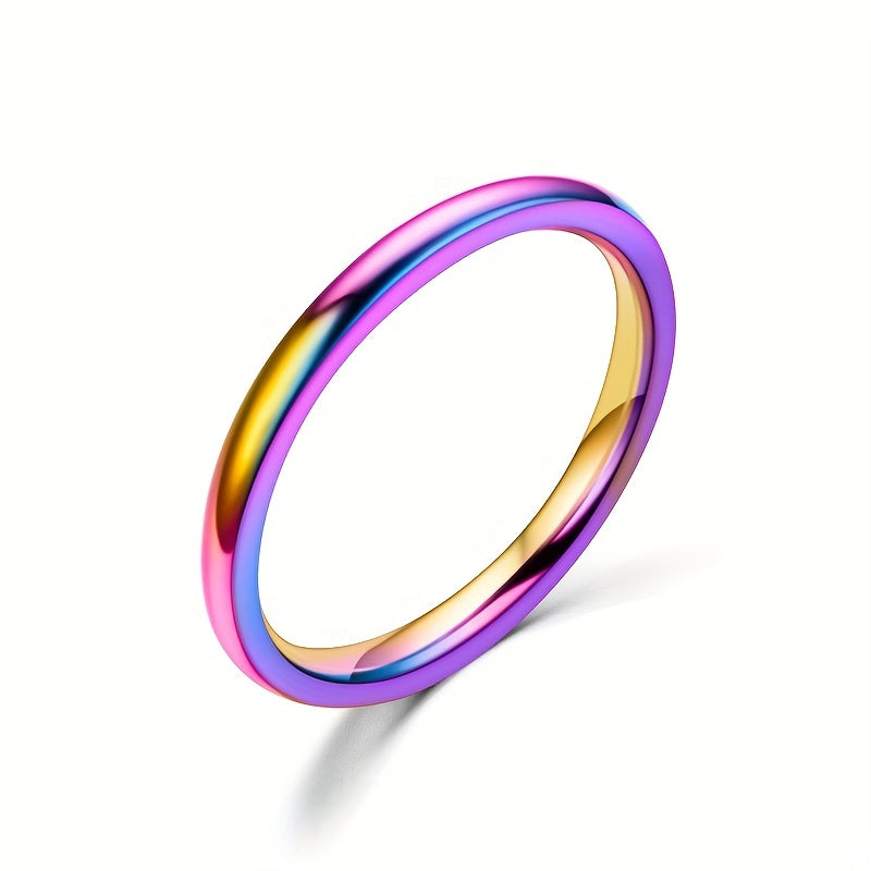 Men's 2mm Wide Stainless Steel Rings, Seven Colors, Stackable Rings