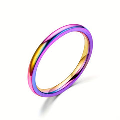 Men's 2mm Wide Stainless Steel Rings, Seven Colors, Stackable Rings