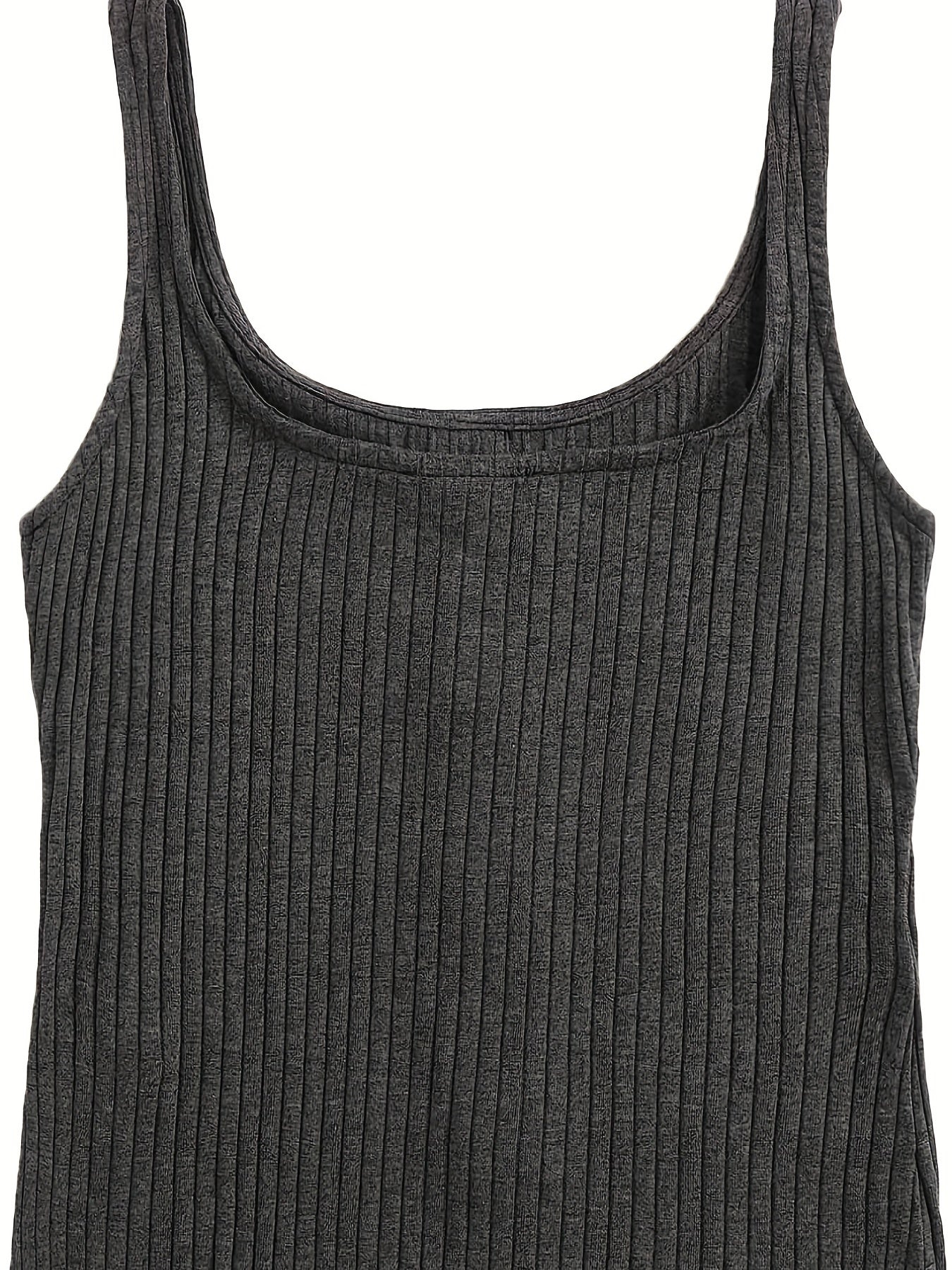 Ribbed Button Tank Top Crew Neck Sleeveless