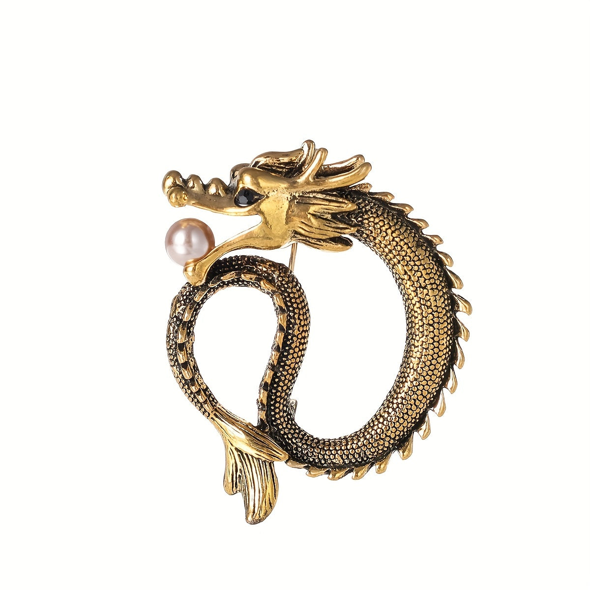 Dragon Pearl Brooch Vintage Collar Pin For Men