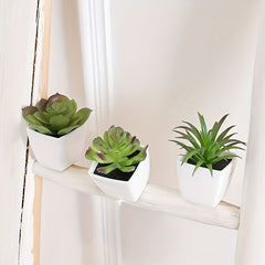 3pcs Artificial Succulents Potted Plants Home Living Room Bedroom Decor