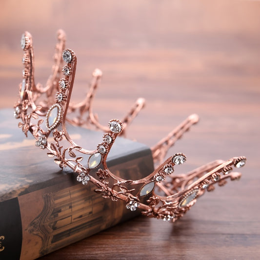 Vintage Golden Queen Princess Tiaras Crowns Crystal Rhinestone Diadems