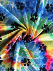 Men's Tie Dye & Paw Print T-Shirt Active Stretch Breathable Tee