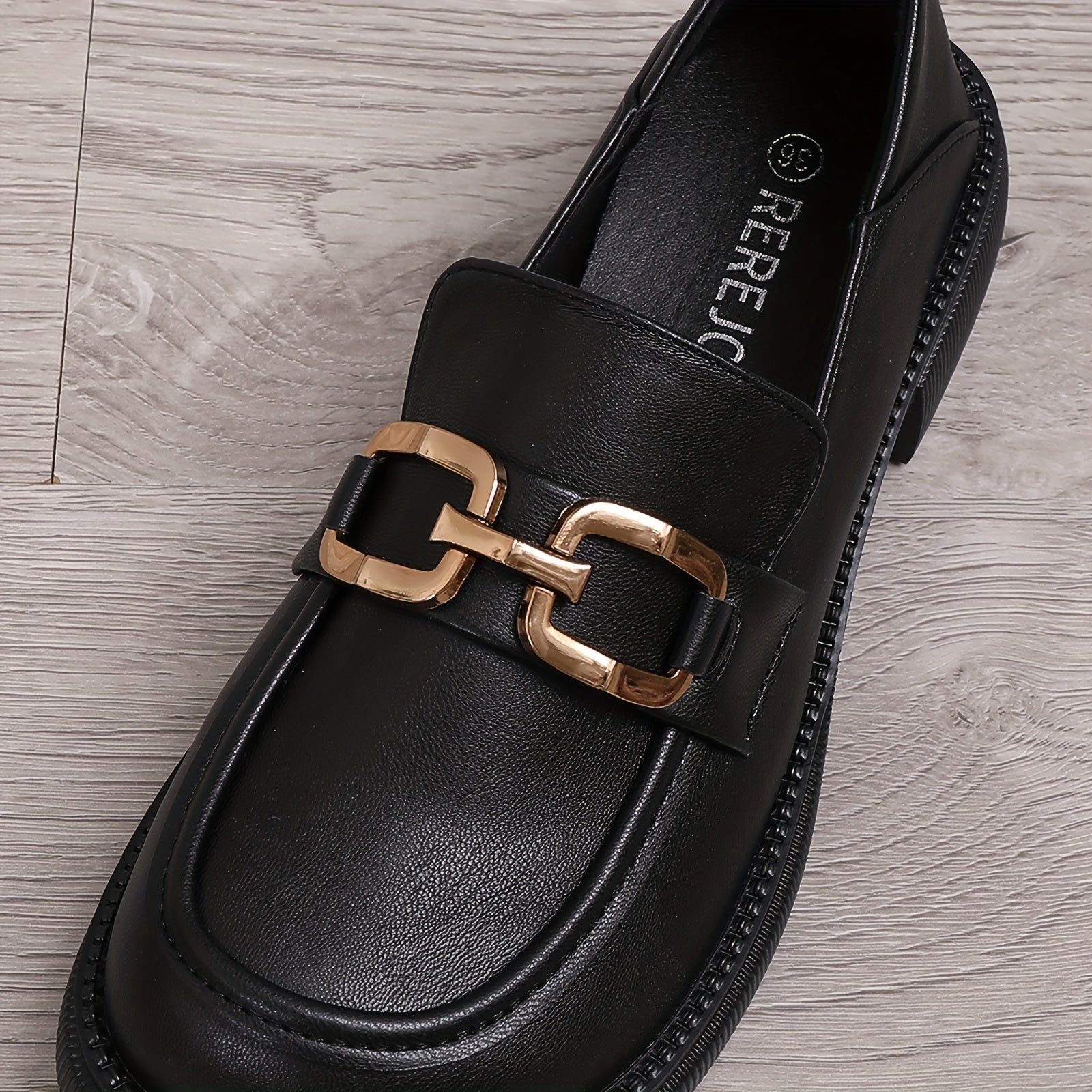 Women's Chain Decor Loafers Slip On Professional Shoes
