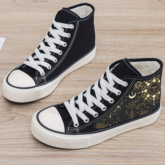Mysterious Planet Plush Lined Thermal Chunky Canvas Sneakers