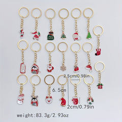 20pcs Christmas Keychain Metal Key Ring Purse Bag Charm Decoration Party Favors