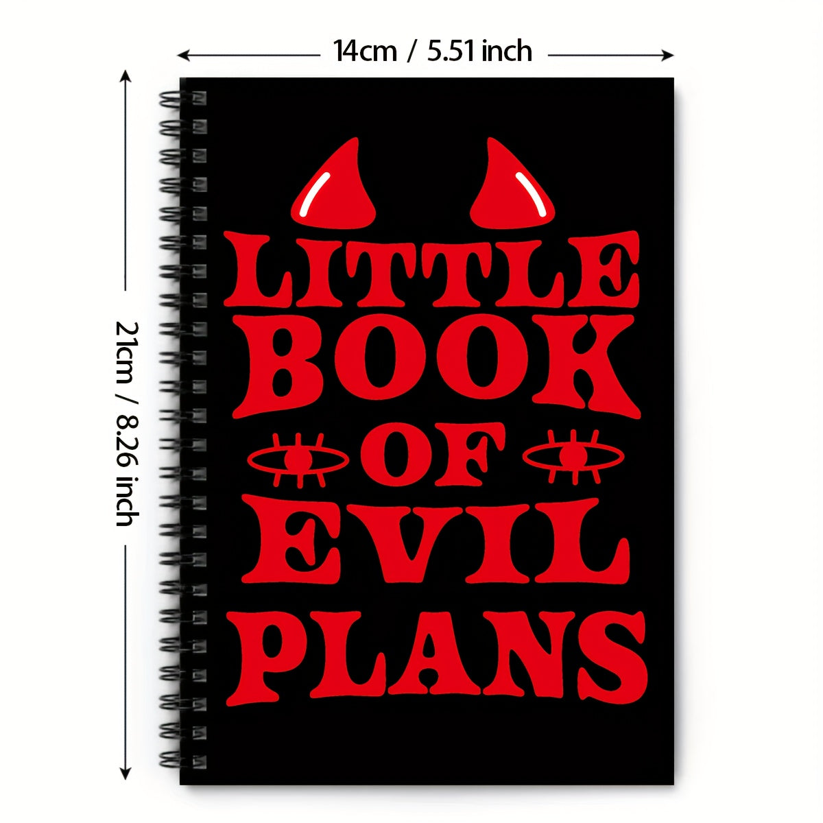 Little Book of Evil Plans A5 Spiral Notebook Red Devil Horns