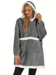 Cozy Flannel Hooded Lounge Robe with Pockets