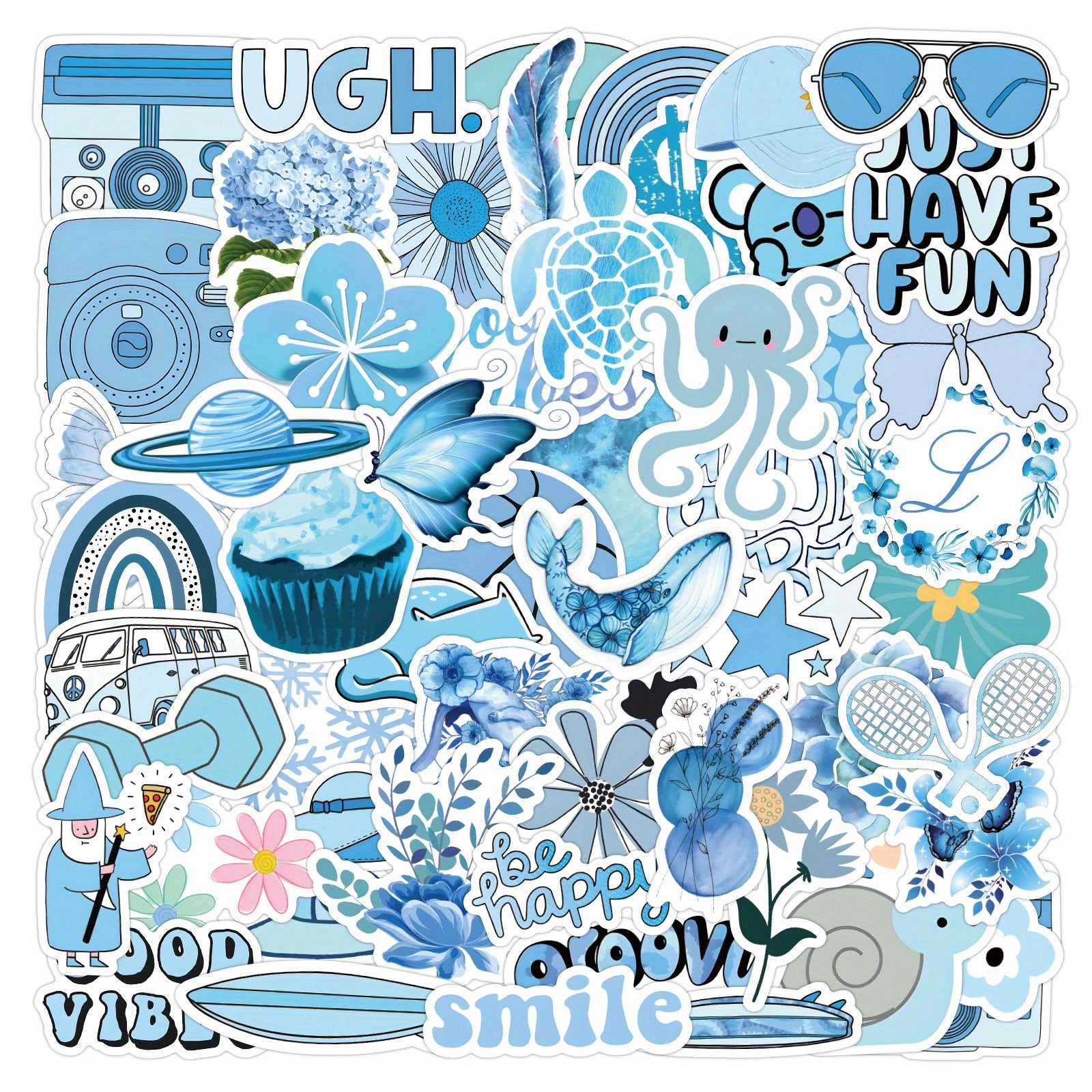 60pcs Waterproof Vinyl Stickers Pack for Water Bottle Laptop Cellphone
