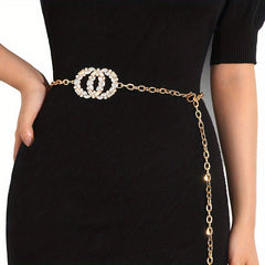 Rhinestone Decor Waist Chain Body Chain