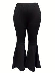  Solid High Rise Skinny Flared Leg Pants