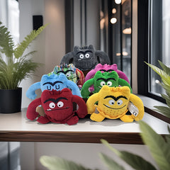 7pcs Mixed Emotion Monster Plush Toy Set Cartoon Mood Expression Dolls