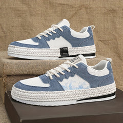 Men's Breathable Canvas Skate Shoes Low Top Lace Up Sneakers