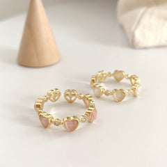 Golden Love Opal Ring Adjustable Ring Heart shaped
