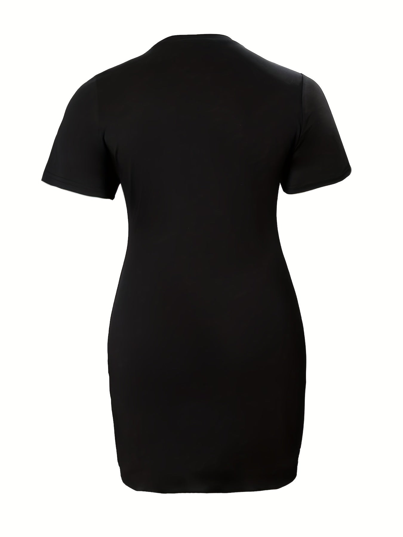 Casual Tee Dress Women's Plus Rhinestone Letter Short Sleeve Round Neck Dress