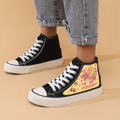 Girl's Dragon Pattern High Top Skate Shoes