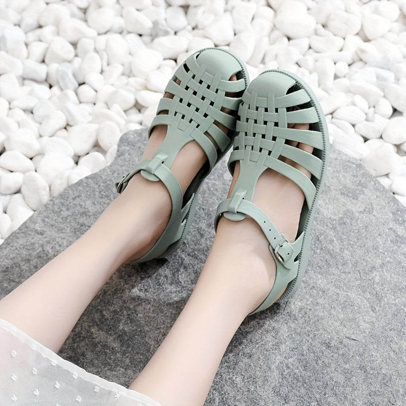 Women's Hollow Out Sandals Ankle Strap Solid Shoes