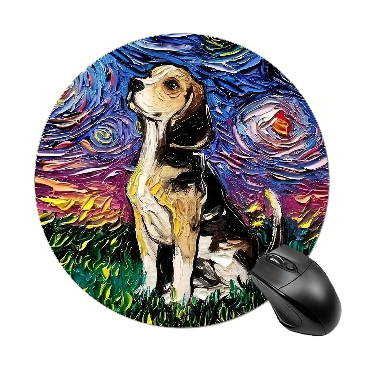 Puppy Round Mouse Pad Non-slip Rubber Base Small Size