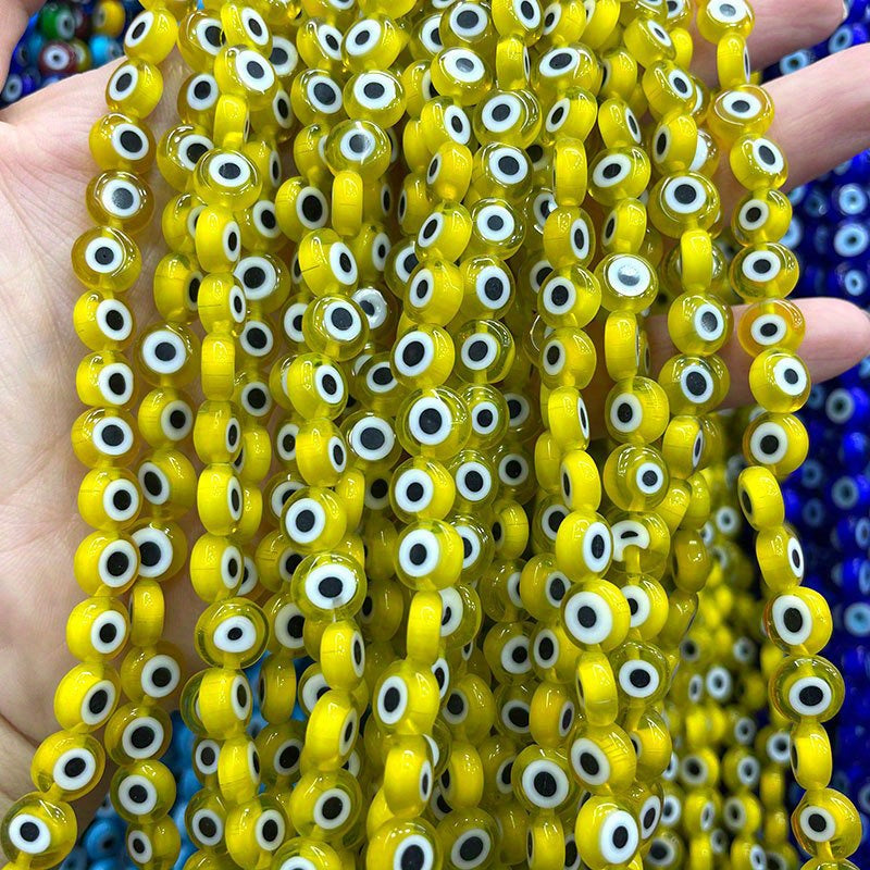 48pcs 8mm Evil Eye Glass Beads for Jewelry Making DIY Charms Materials