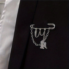 Chain Cross Brooch Tassel Pin Buckle Clothes Accessories