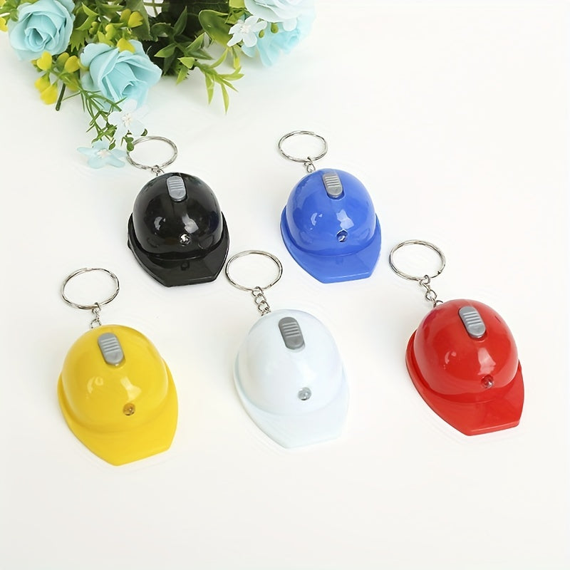 Helmet PVC With Light Security Hat Keychain For Men