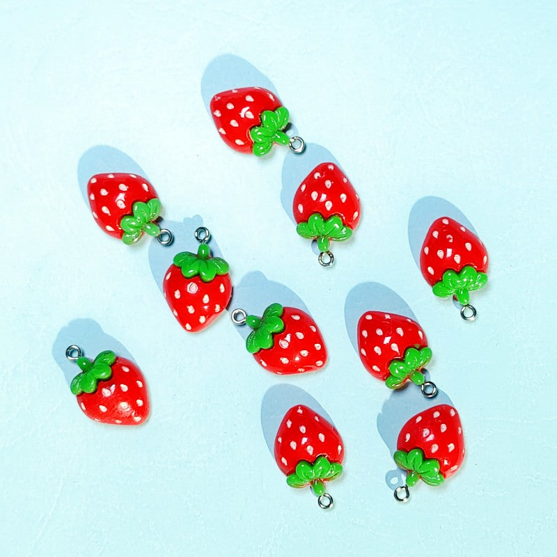 10pcs Strawberry Charms for DIY Jewelry Making