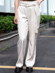  Casual Pants Women's Plus Solid Wide Leg Cargo Trousers