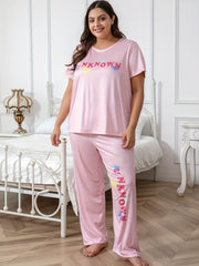  Lounge Set Women's Letter Graphic Tee & Pants Pajamas