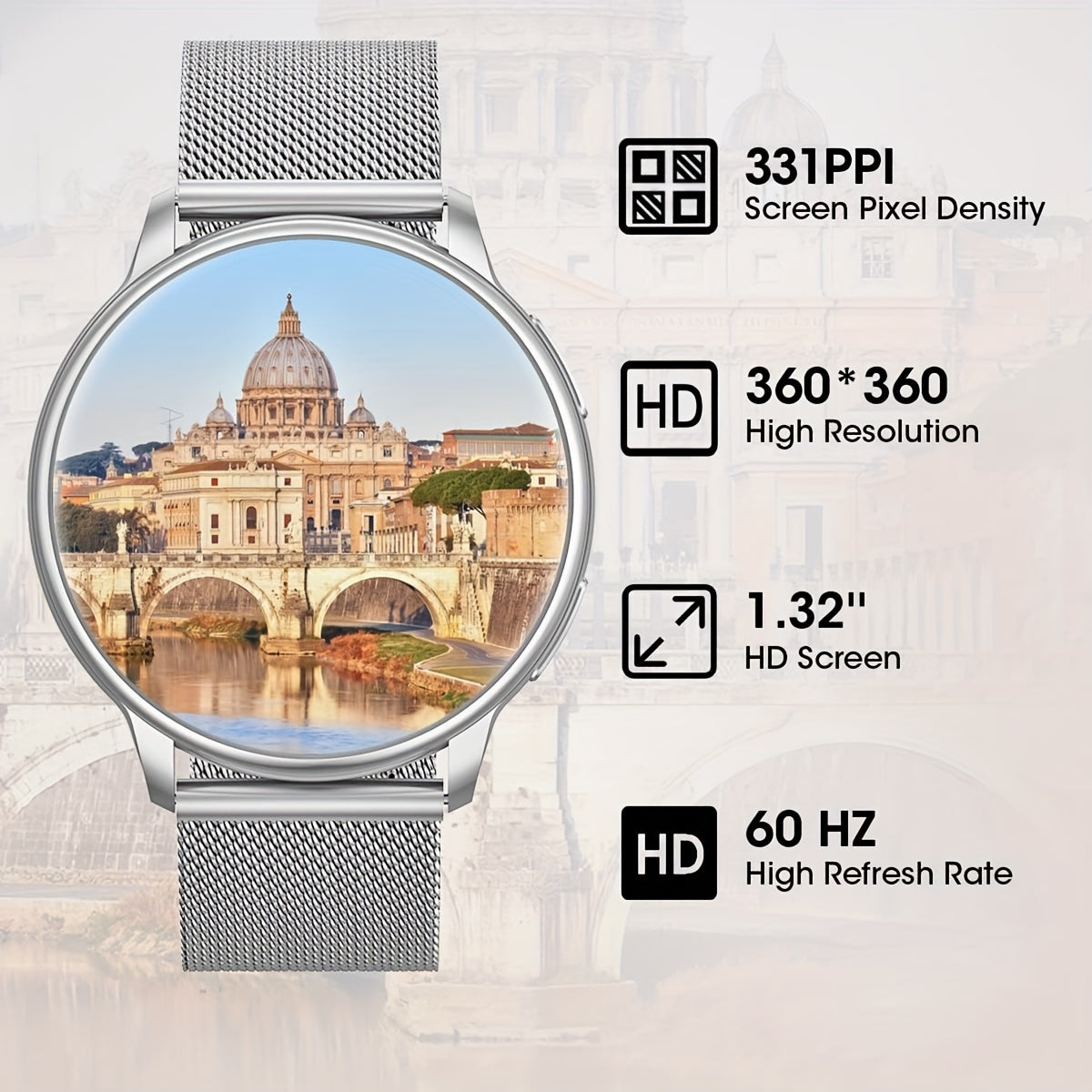 Meatball Smartwatch IP68 Waterproof 19 Sports Modes Music Player