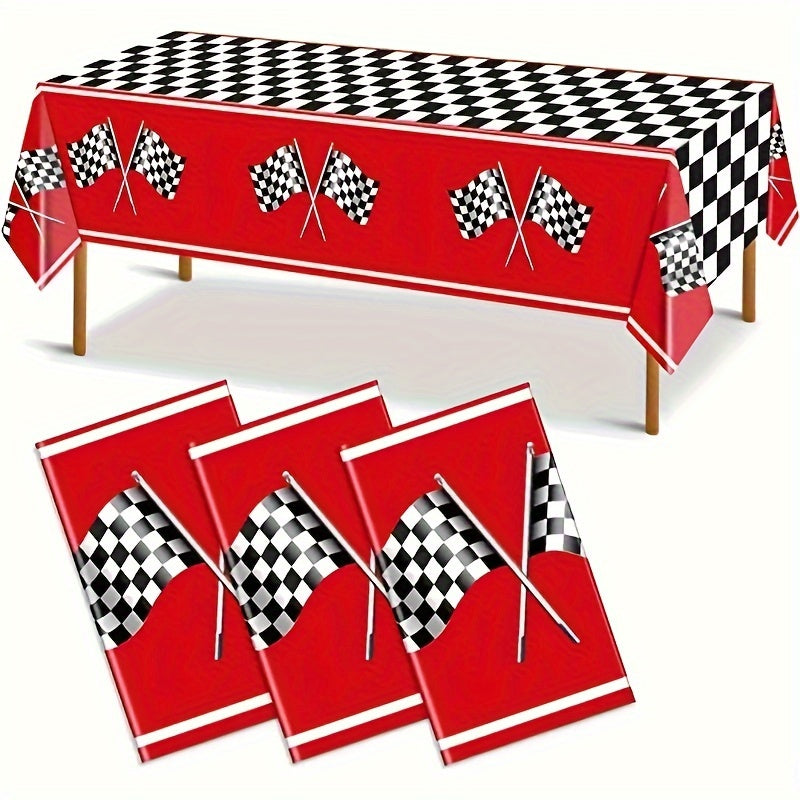 Racing Car Tablecloth & Plaid Rectangular Road Racetrack Tablecloth