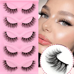 5 Pairs Fluffy Cluster False Eyelashes Slender Wispy Natural Curling Lashes