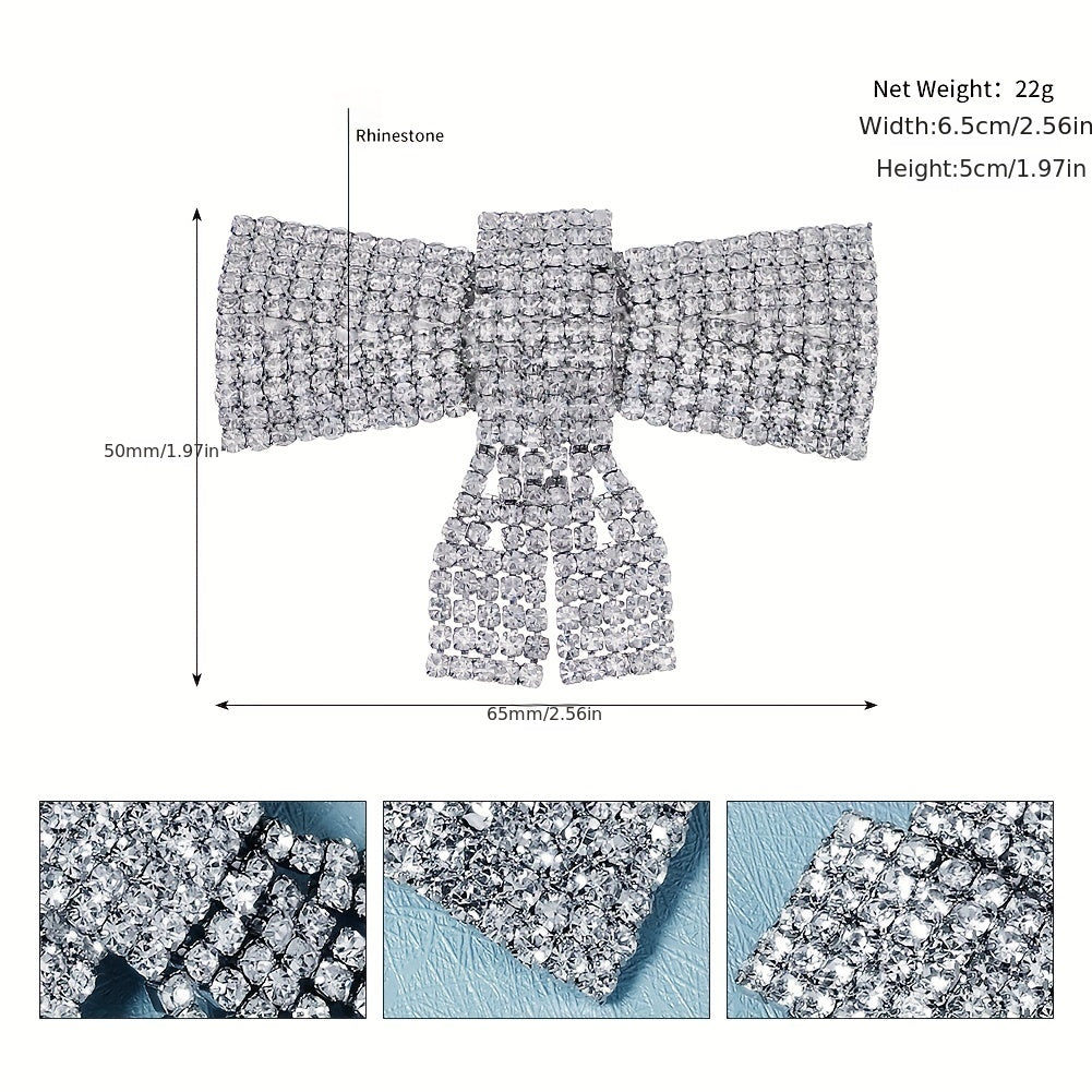 Rhinestone Hairpin Metal Headdress Bow Hairpin