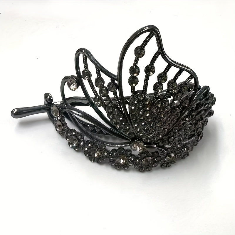 Rhinestone Flower Hair Claw Clip for Women Girls