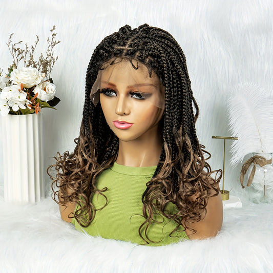 Long Braids Curly Ends Lace Wig 180 Density
