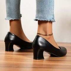 Women's French Heel Court Pumps Solid Chunky Heel Anti slip Shoes